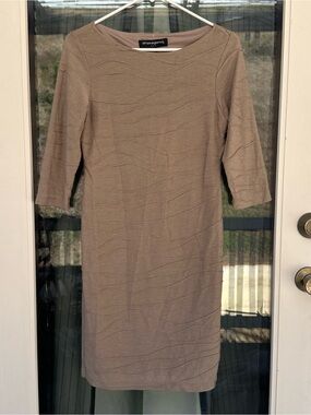Sharagano Taupe Midi Sheath Dress